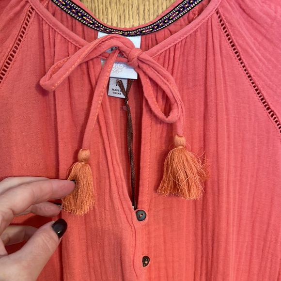 Knox Rose - Romper Shorts with front tie tassel & side pockets-Guava Jelly color - Picture 5 of 13